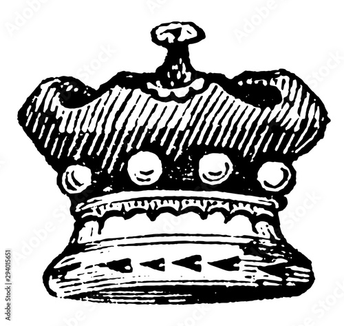 Baron Coronet is a small crown, vintage engraving.