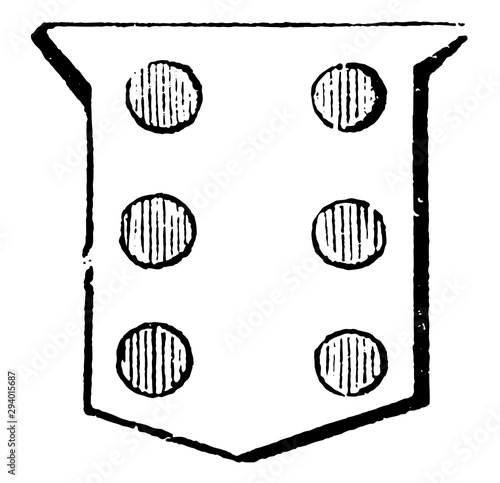 Six Roundlets are properly expressed, vintage engraving.