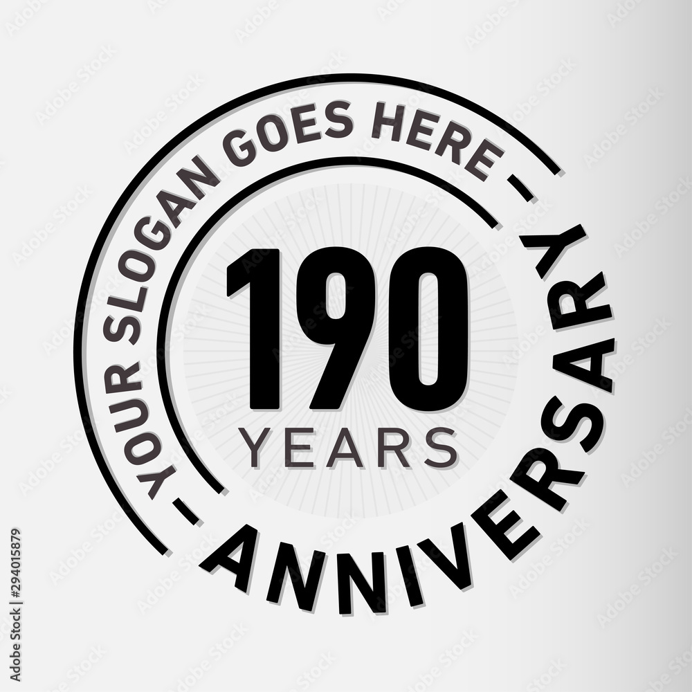 190 years anniversary logo template. One hundred and ninety years celebrating logotype. Vector and illustration.