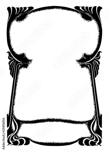 Border have an abnormal shaped full page, vintage engraving.