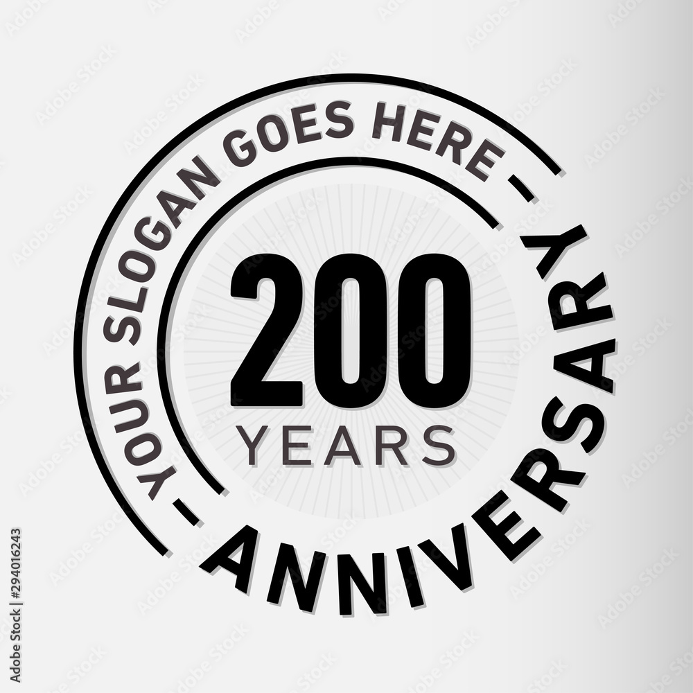 200 years anniversary logo template. Two hundred years celebrating logotype. Vector and illustration.