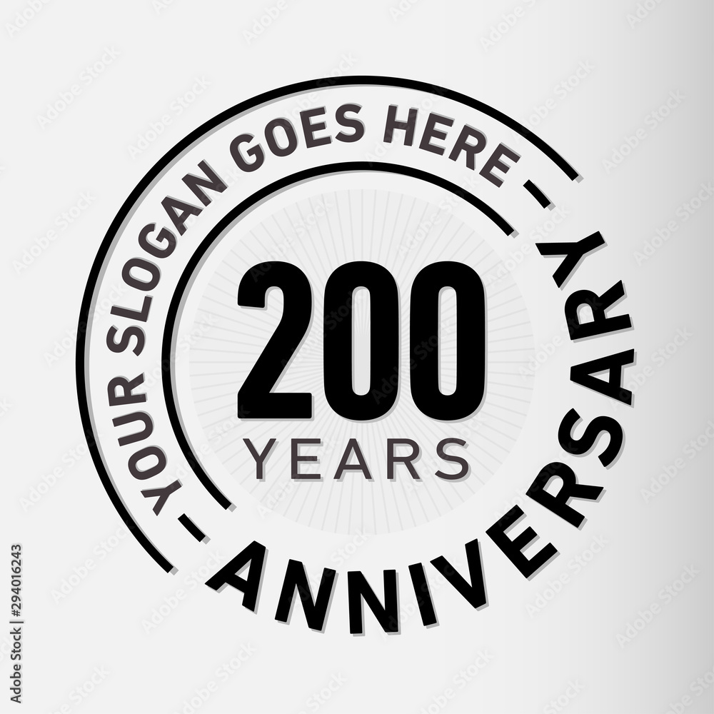 200 years anniversary logo template. Two hundred years celebrating logotype. Vector and illustration. 200 years anniversary logo template. Two hundred years celebrating logotype. Vector and illustration.