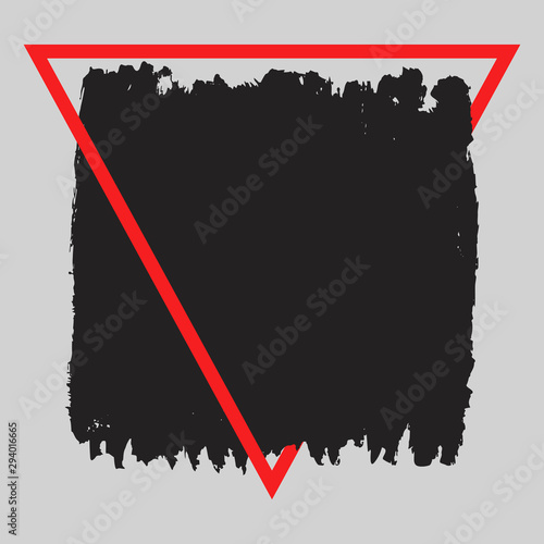 Vector square grunge black painted blot in red triangular frame
