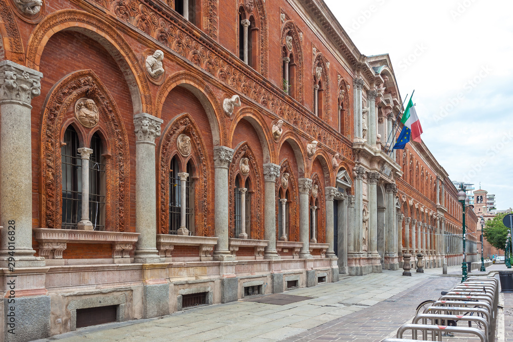 The exterior of the University of Milan. University of Milan is based in famous La Ca Granda.
