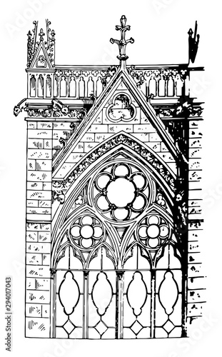 Tracery Foliations, larger or enclosing circle,  vintage engraving.