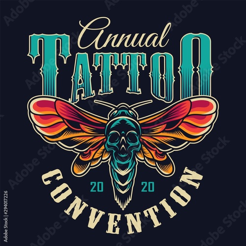 Vintage tattoo studio colorful badge