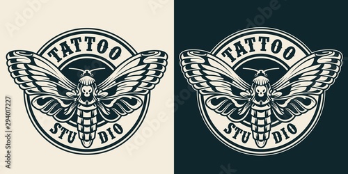 Vintage tattoo studio round label