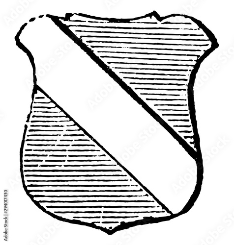 Bend Ordinary are generally occupies a fifth part of the shield, vintage engraving.