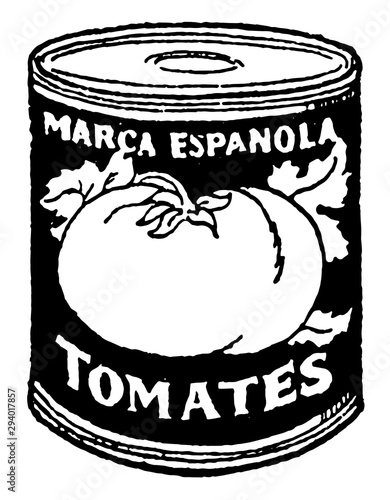 Canned Tomatoes, vintage illustration