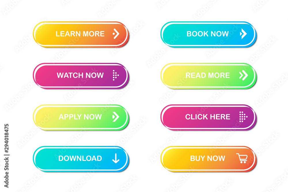 Set of website buttons. Vector illustration eps10 Set of website buttons. Vector illustration eps10
