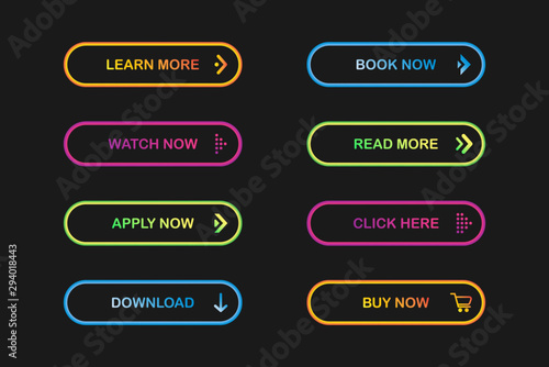 Set of website buttons. Vector illustration eps10