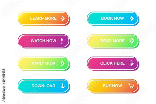 Set of website buttons. Vector illustration eps10