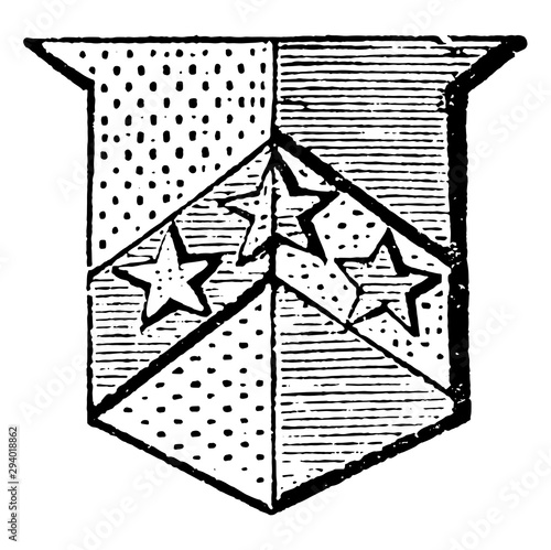 Mullets Counter-Changed are with colours opposed to each other, vintage engraving.