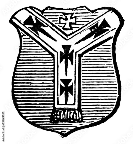 Pall is introduced as the principal bearing of the archbishops of Canterbury, vintage engraving.