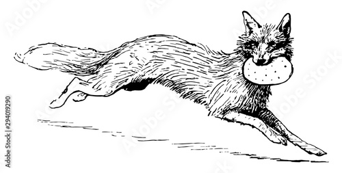 Reynard the Fox: Stealing the Treasure, vintage illustration