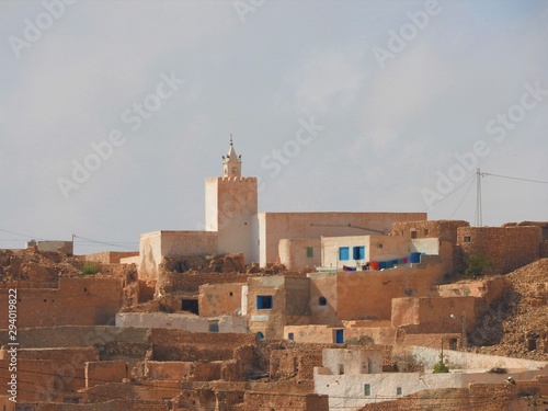 Panoramic view of berber village Tamezret in Tunisia. North Africa.