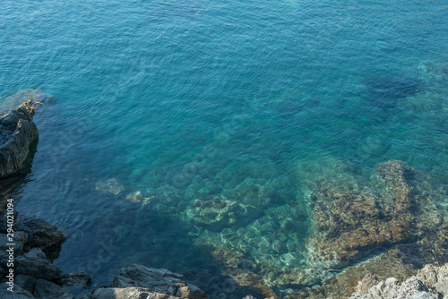 Clear Blue Sea Water in the Mediterranean Sea in Liguria  Italy