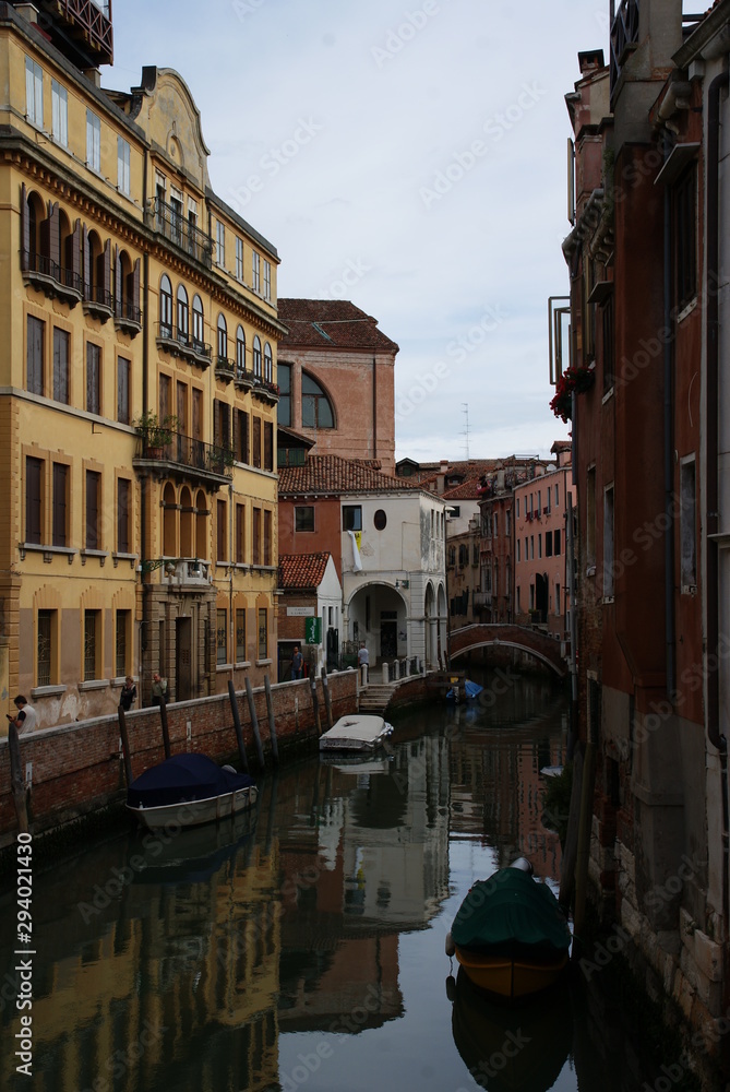 Venice urban architecture with canals and bay