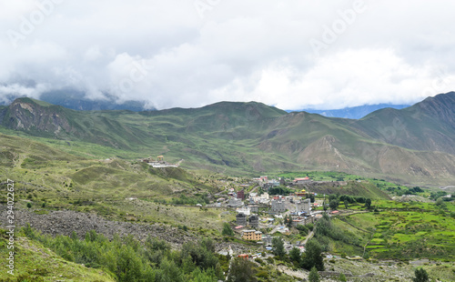 Panoramic rural village of Muktinath, Mustang of Nepal