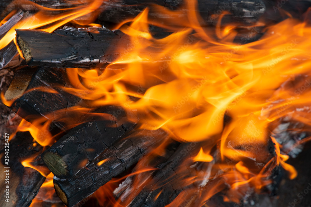 flames from a fire on a black background. picture. flames from a fire on a black background. picture.