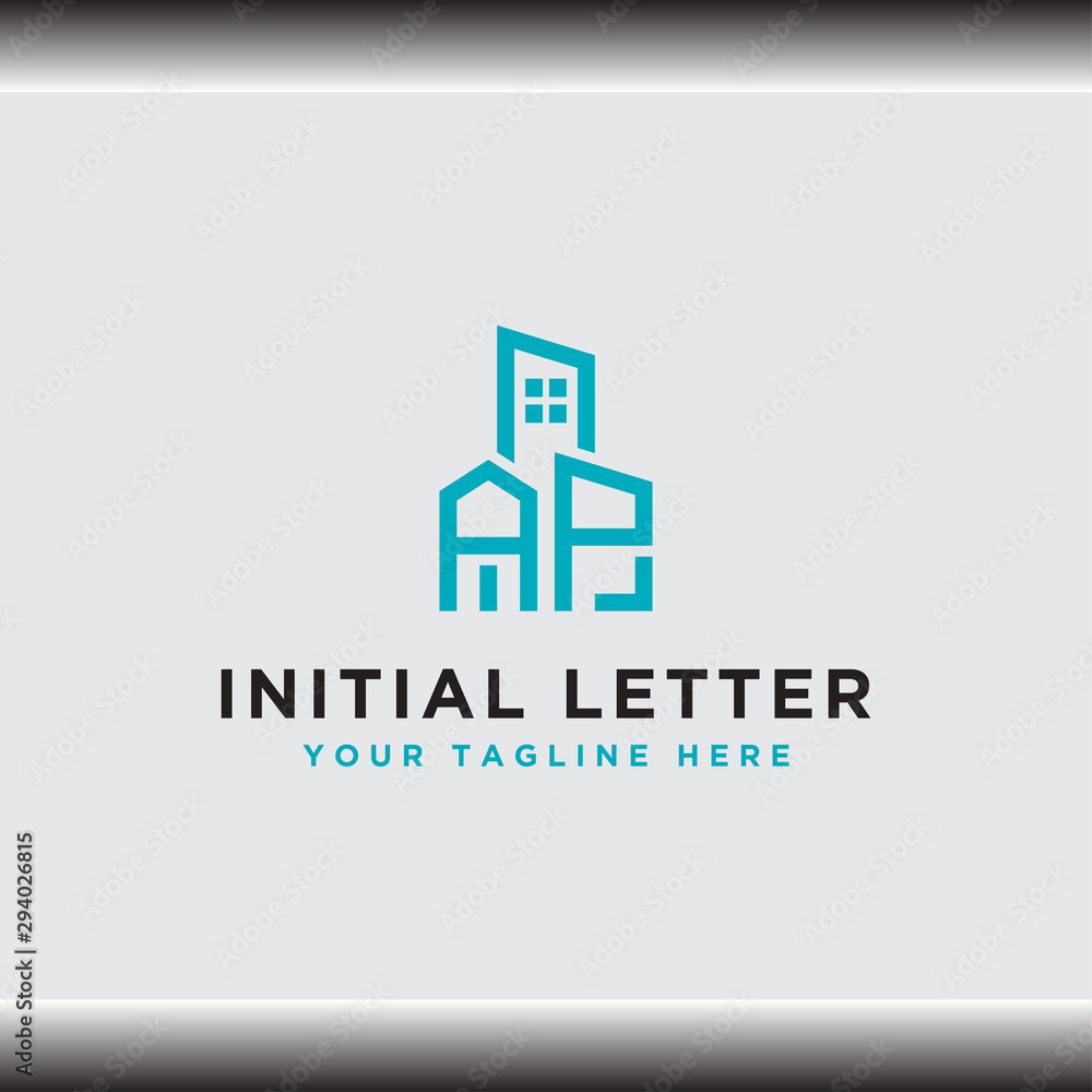 Initial concept of the AP logo with a building template vector for construction. Initial concept of the AP logo with a building template vector for construction.
