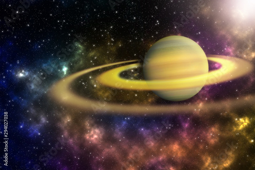 Saturn in the colorful universe - Elements furnished by NASA