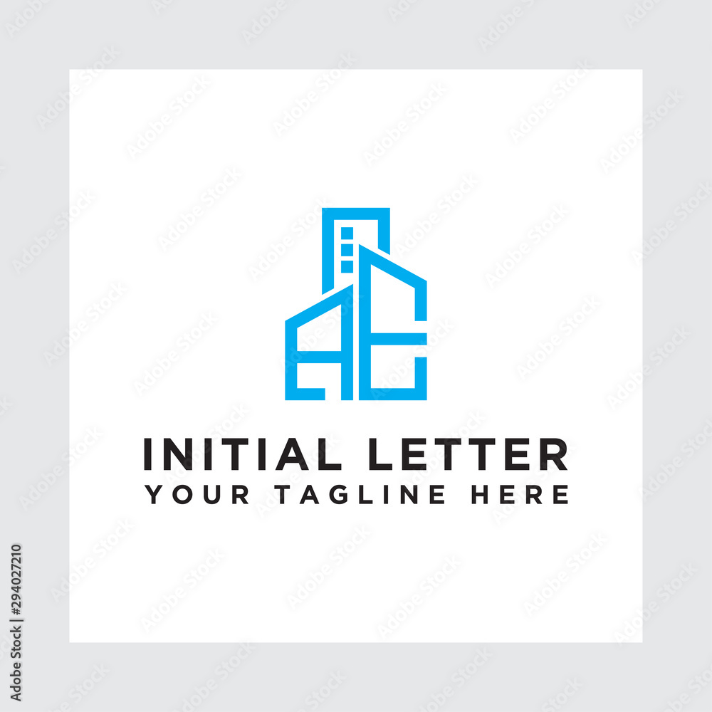 Fototapeta premium Initial concept of the AE logo with a building template vector for construction.