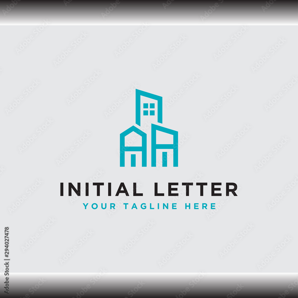 Initial concept of the AA logo with a building template vector for construction. Initial concept of the AA logo with a building template vector for construction.