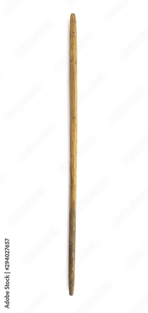 old wooden stick for walking on a white background old wooden stick for walking on a white background