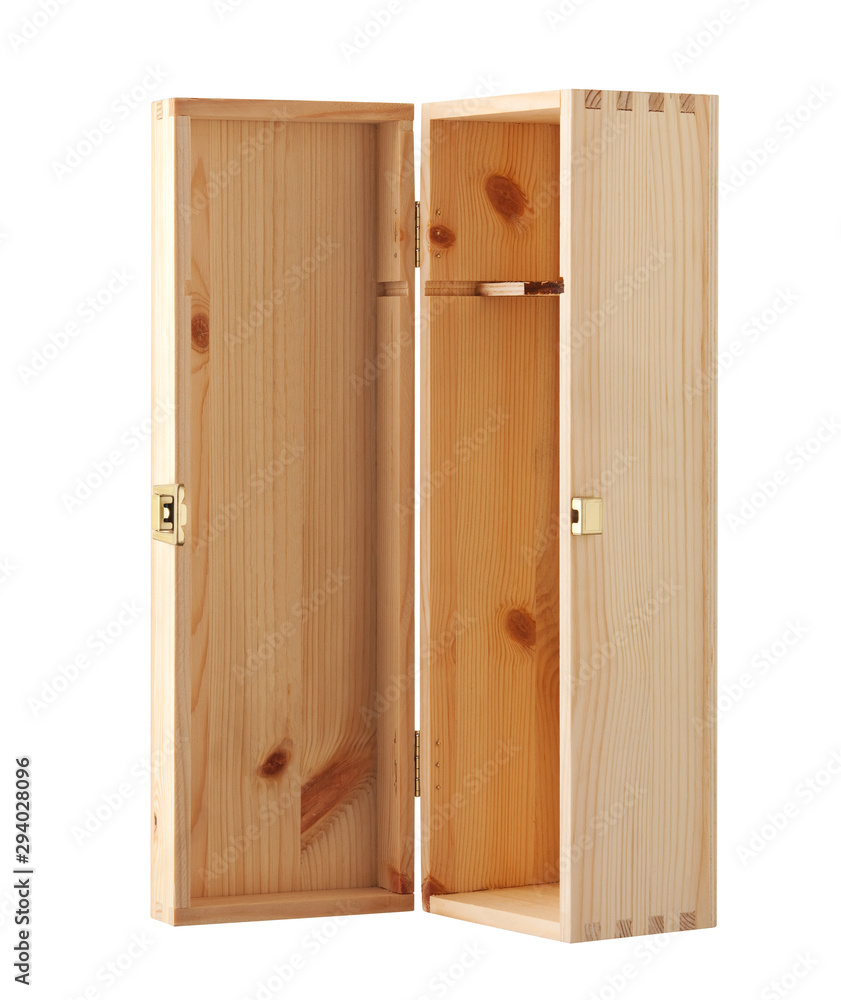 Wooden wine box, isolated on white background Wooden wine box, isolated on white background