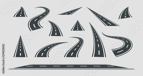 Set street and road vector template isolated on background.