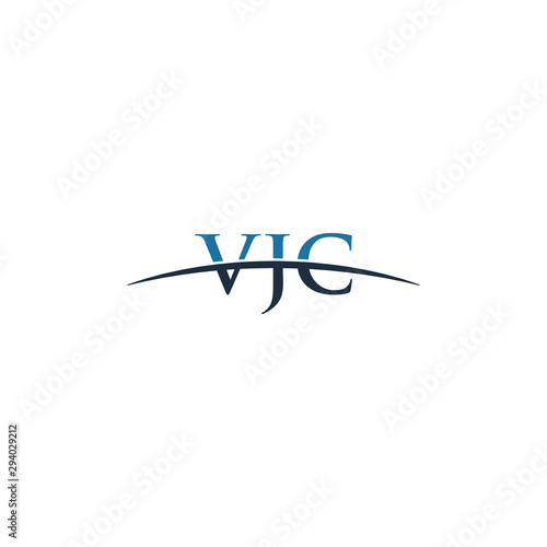 Initial letter VJC, overlapping movement swoosh horizon logo company design inspiration in blue and gray color vector