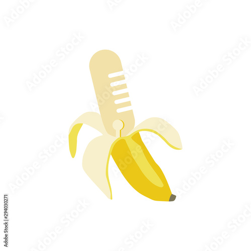 Banana mic in yellow vector illustration