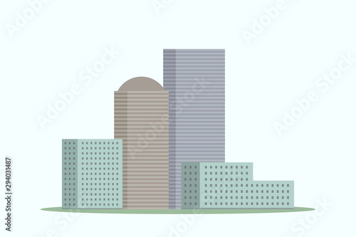 Multi-storey buildings. Urban architecture. Cartoon style. Vector.