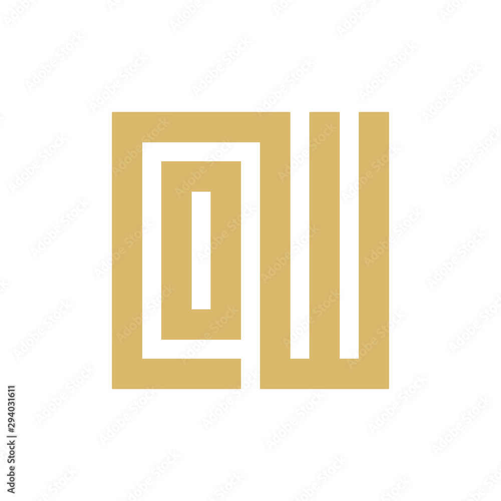 Fototapeta premium Monogram letter COW, business company logo template, isolated on black background