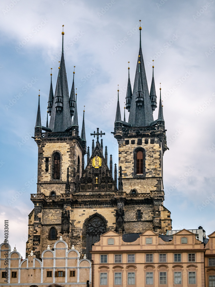 Fototapeta premium Tinska church in old town square in Prague