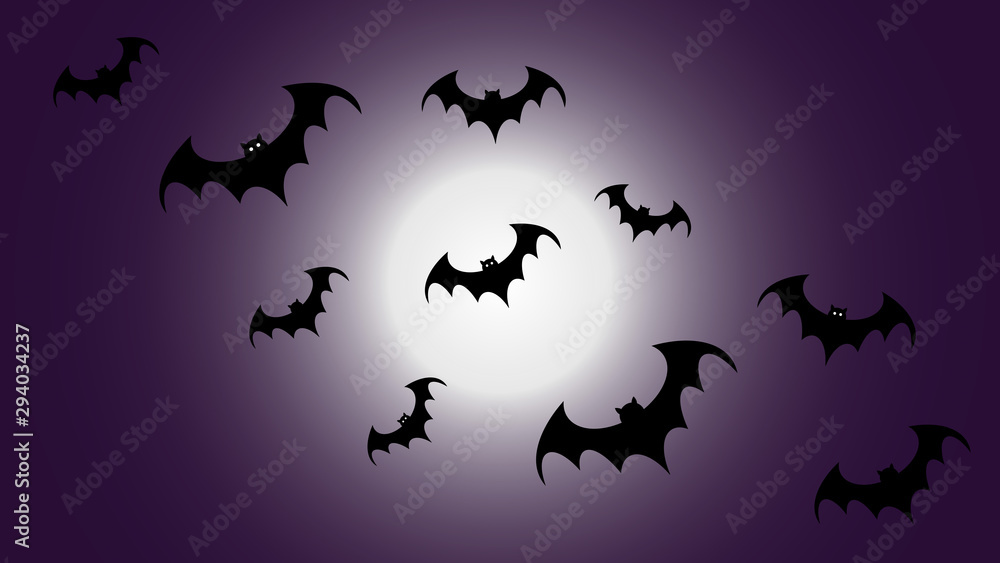 Flying black bat silhouettes, halloween decoration Flying black bat silhouettes, halloween decoration