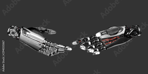 Hightly detalied Robot arm ready to handshake, 3d rendered1 photo