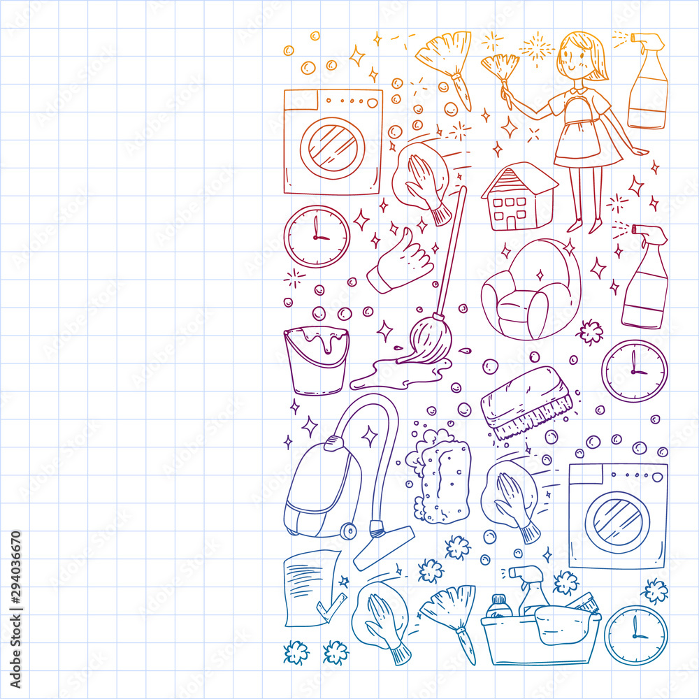 Cleaning services company vector pattern, squared notebook Cleaning services company vector pattern, squared notebook