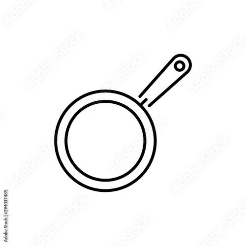 Frying pan linear icon. Frypan. Thin line illustration. Contour symbol. Vector isolated drawing.