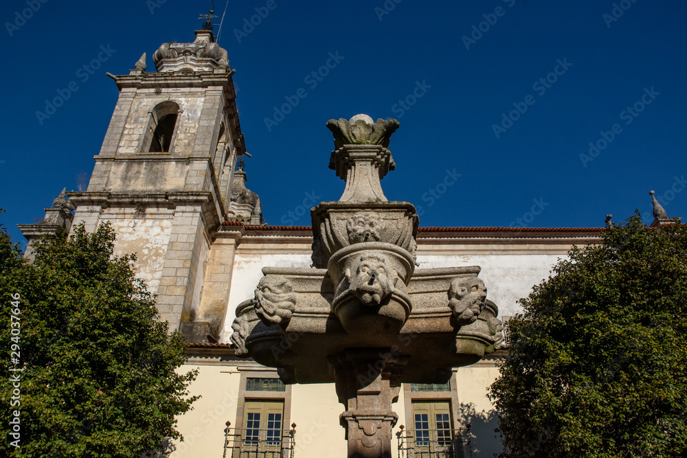Fountain And Church Tower, Tibaes Monastery, Portugal