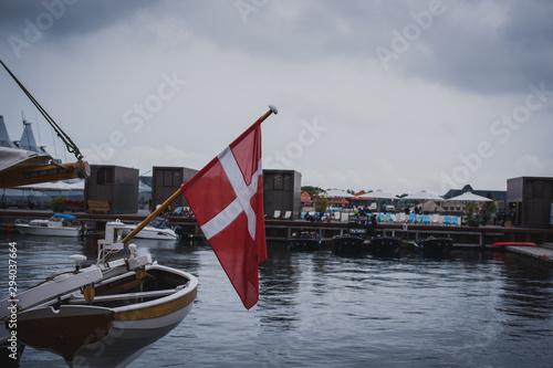 A flag of Denmark in copenhagen