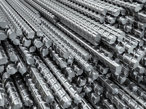 фотографія Reinforcing steel bars in warehouse