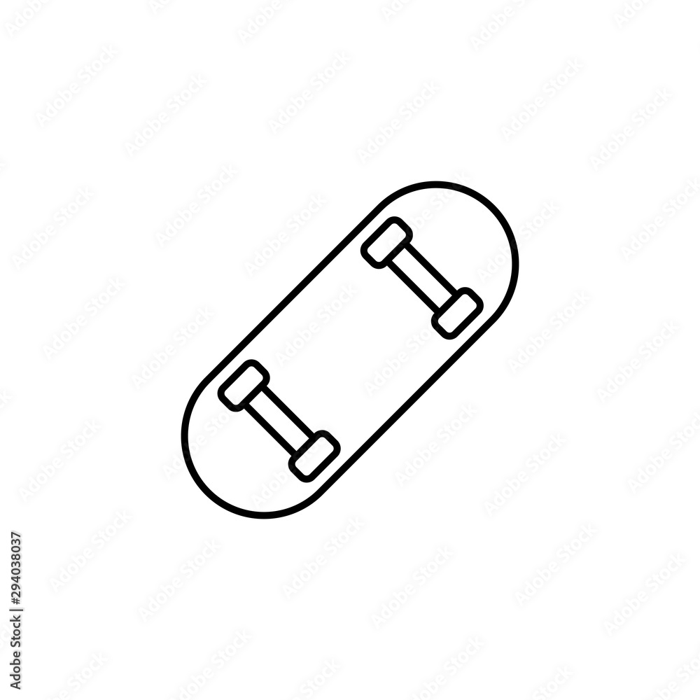 Skateboard longboard symbol sign line icon on white background Skateboard longboard symbol sign line icon on white background