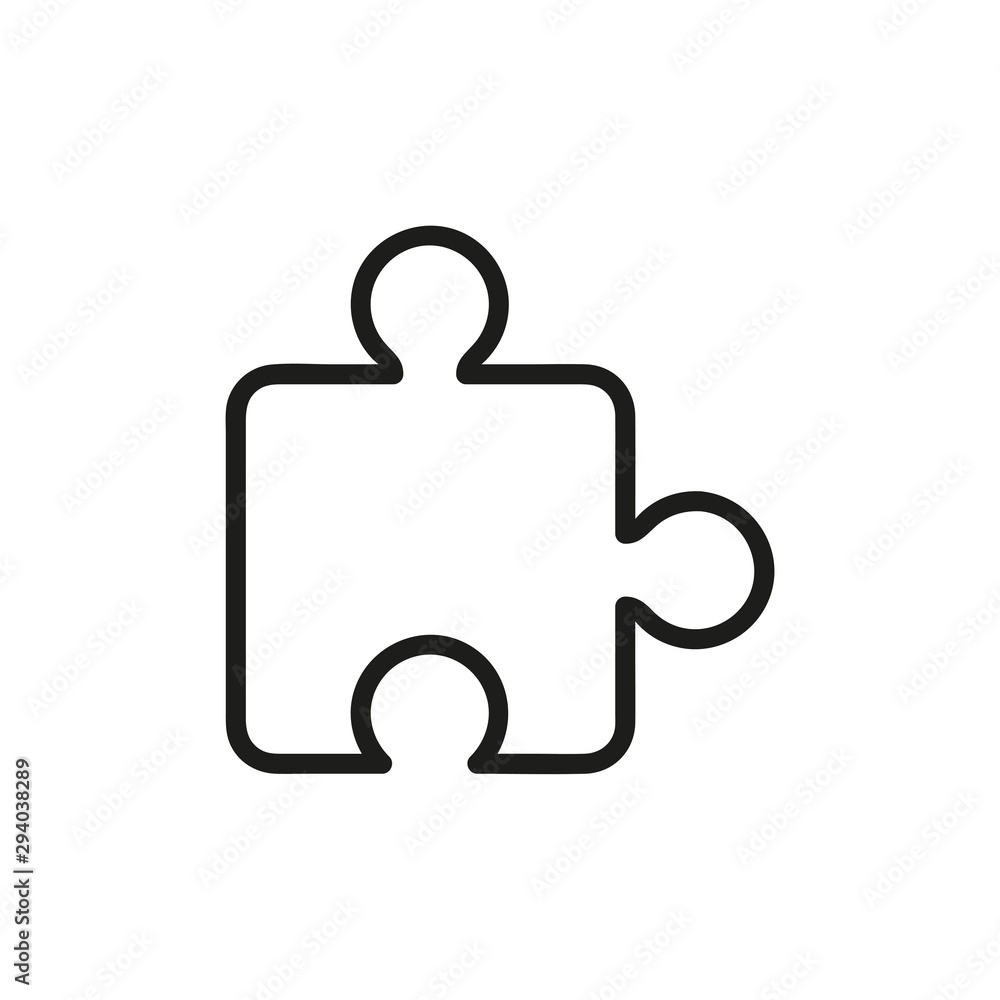 Puzzle line icon, outline vector illustration, linear pictogram isolated on white Puzzle line icon, outline vector illustration, linear pictogram isolated on white