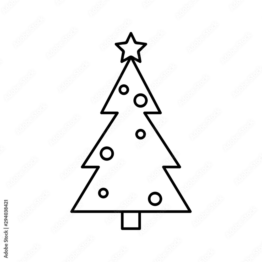 Christmas tree line icon, decorated conifer outline vector sign, linear pictogram isolated on white. spruce logo illustration Christmas tree line icon, decorated conifer outline vector sign, linear pictogram isolated on white. spruce logo illustration