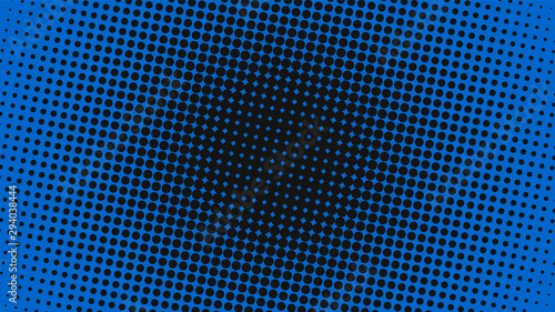 Navy blue modern pop art background with halftone dots design, vector illustration