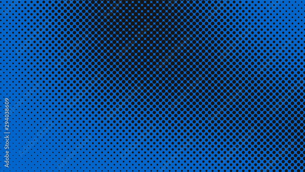 Navy blue and black pop art background with dots design, abstract