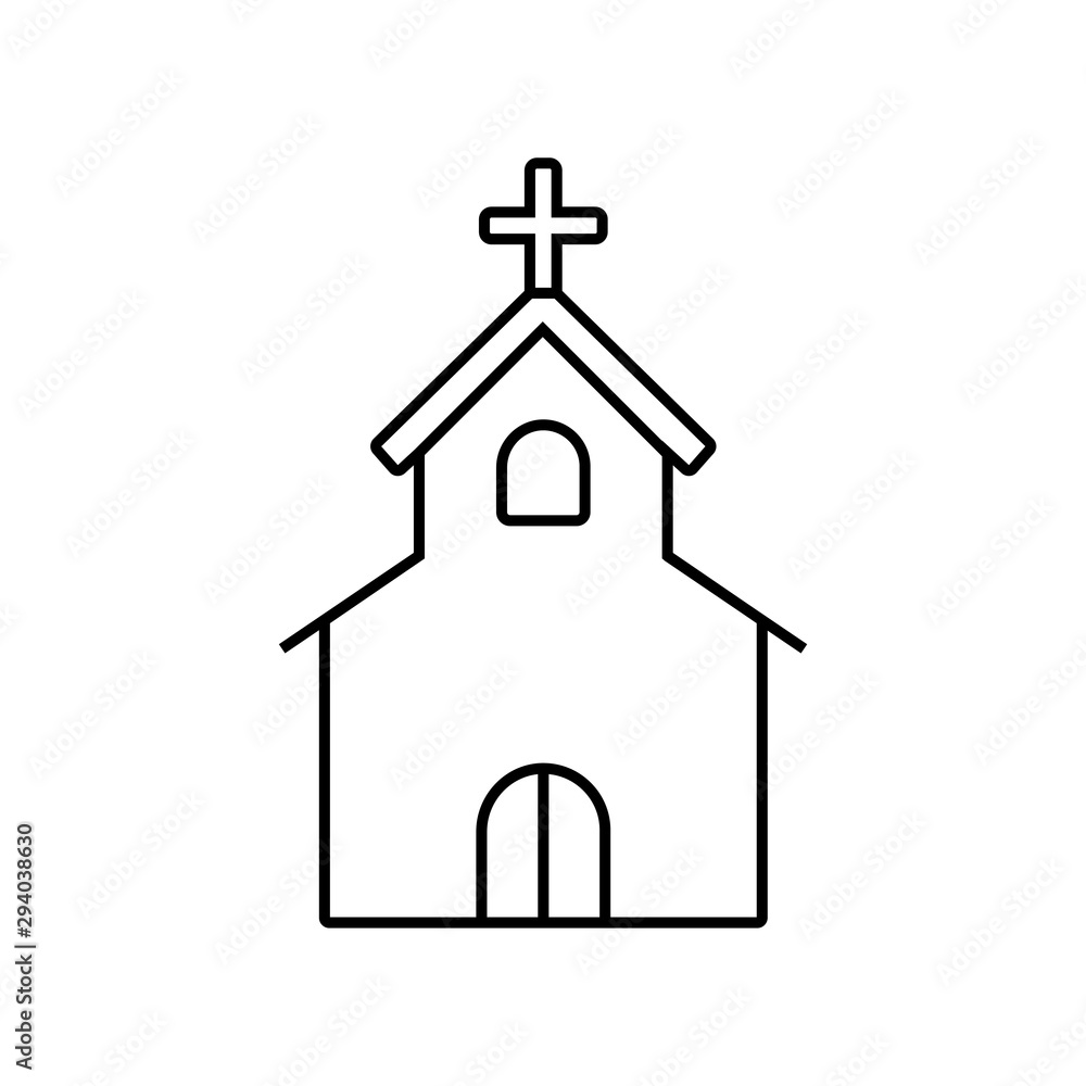 Church icon thin line for web and mobile, modern minimalistic flat design. Vector dark grey icon on white background.