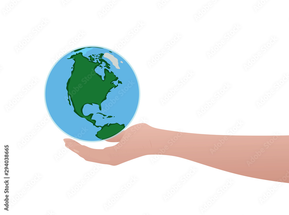 Hand hold world globe. vector Hand hold world globe. vector